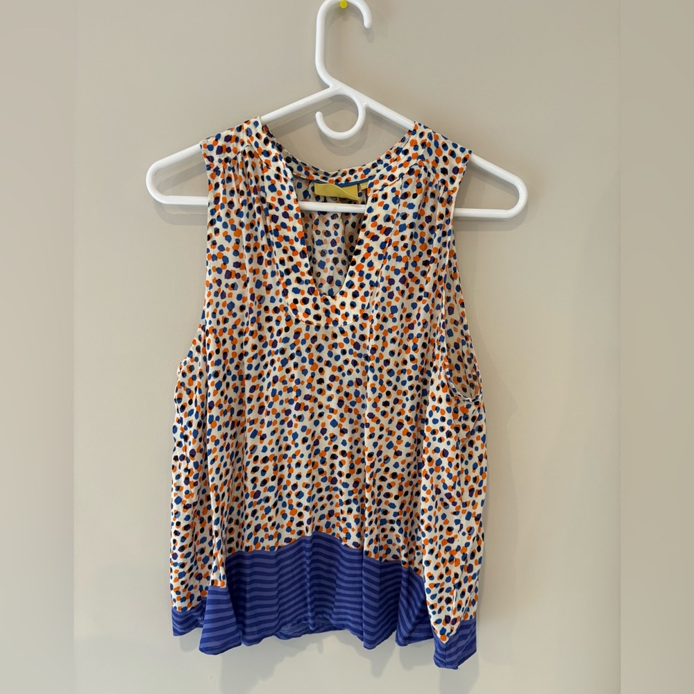 Maeve Multicolor Polka Dot Sleeveless Blouse